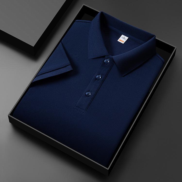 Мужская летняя рубашка поло из ледяного шелка 2025 года – Высококачественная, многоцветная, с охлаждающим эффектом, однотонная модель с коротким рукавом