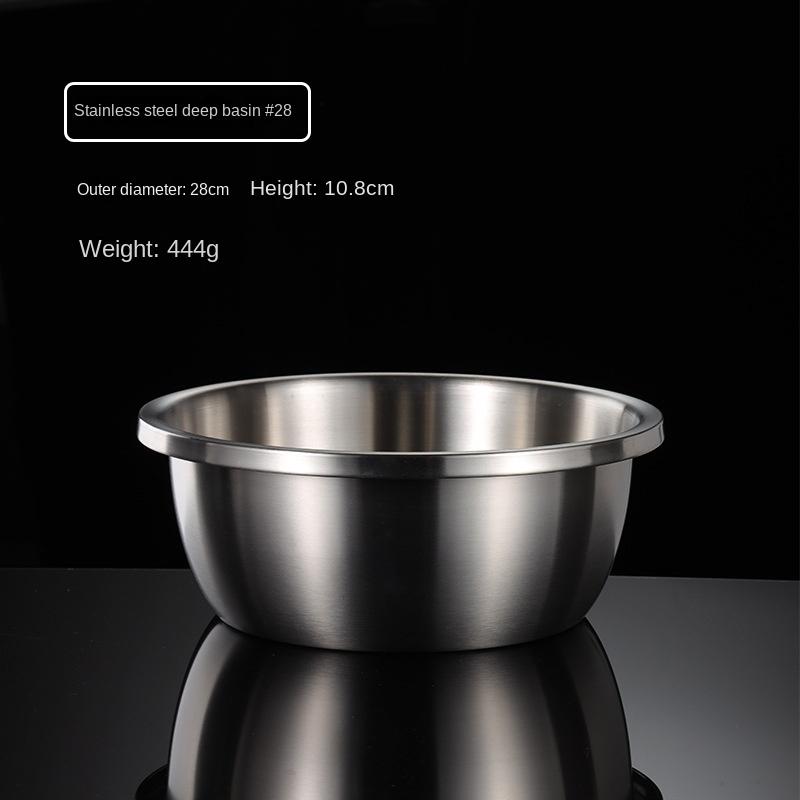 HANYANG 304 Чаша для смешивания из нержавеющей стали, утолщенная миска, широкая миска для супа, круглая миска для выпечки и лапши, для мытья посуды, слива, приготовления пищи