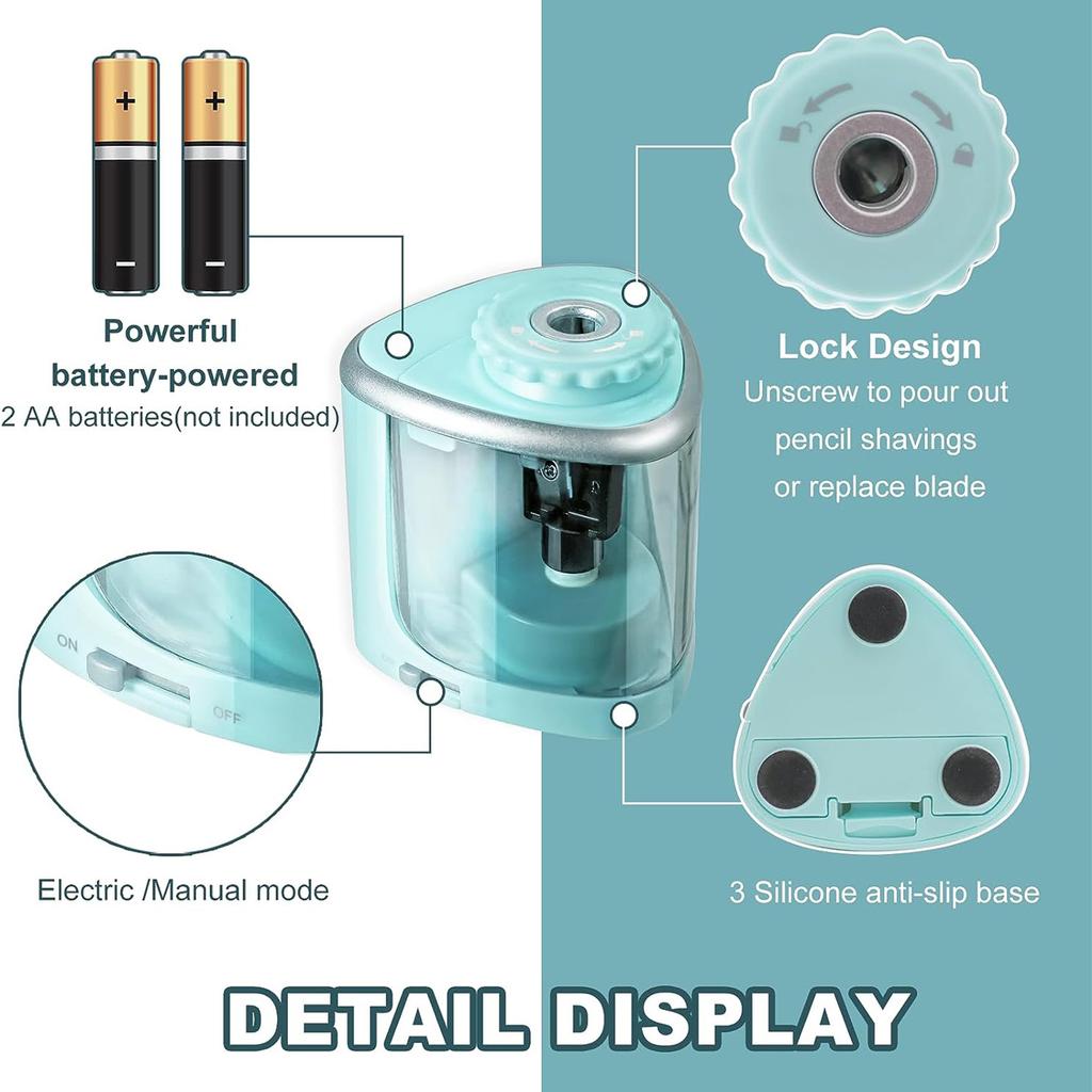 Электрическая точилка для карандашей Полуавтоматическая Работает от батареек Простое управление Точилка для карандашей для детей