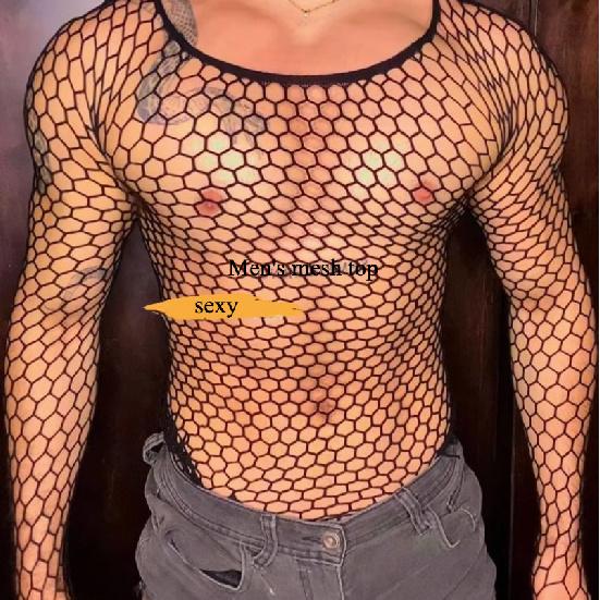 Men's Mesh Top Sexy Underwear Male Club Wear 5-Color Young Boyfriend Bodysuit Guy Breathable Costumes Comfortable Lingerie
