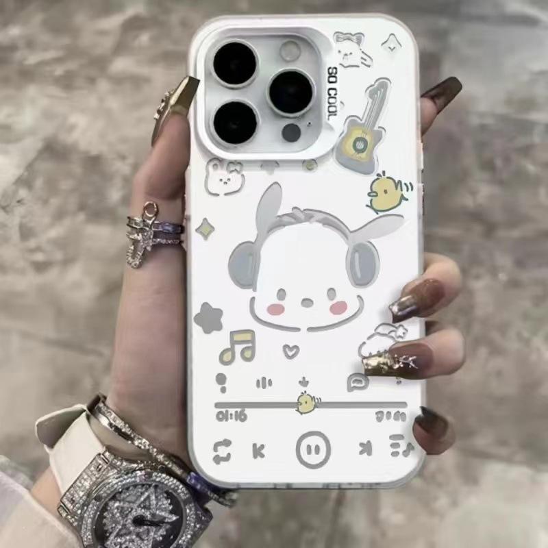 Милый чехол Sanrio для iPhone 16 для iphone15pro Милый 12 Премиум x Простой 13 Серебряный 11