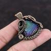 Кулон-ракушка с титановым покрытием, кулон, обмотанный медной проволокой, кулон ручной работы, медные украшения, кулон с драгоценным камнем, подарок для мамы, украшения в технике wire wrap