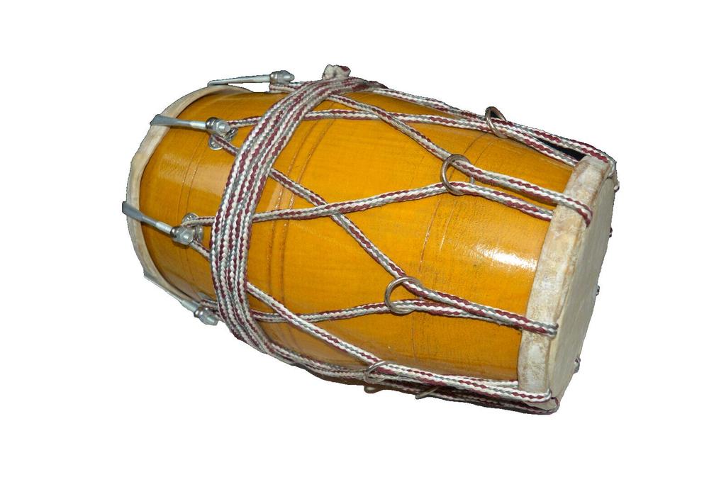Traditional Yellow Dholak – Nut Bolt Wooden Musical Instrument