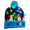 Lovely Snowman ElK Christmas Hat LED Caps New Year Xmas Hairball Home Decorations for Women and Men KTY