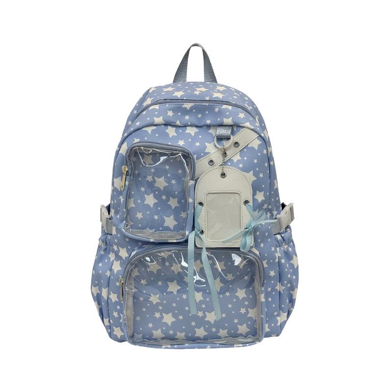Schoolbag Sweet Cute Star School Bag Student Party Large Capacity Transparent Pain Bag High Value 2D Comic-Con Backpack