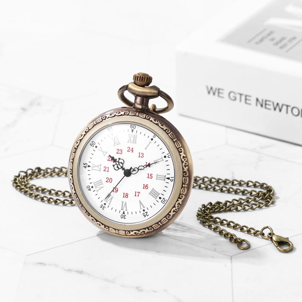 Романские Аналоговые Антикварные Карманные Ретро Бронзовые Часы-Подвеска с Брелоком для Ключей и Цепочкой-Ожерельем Идеальный Подарок для и Рождества Мужские Часы - Дни рождения,