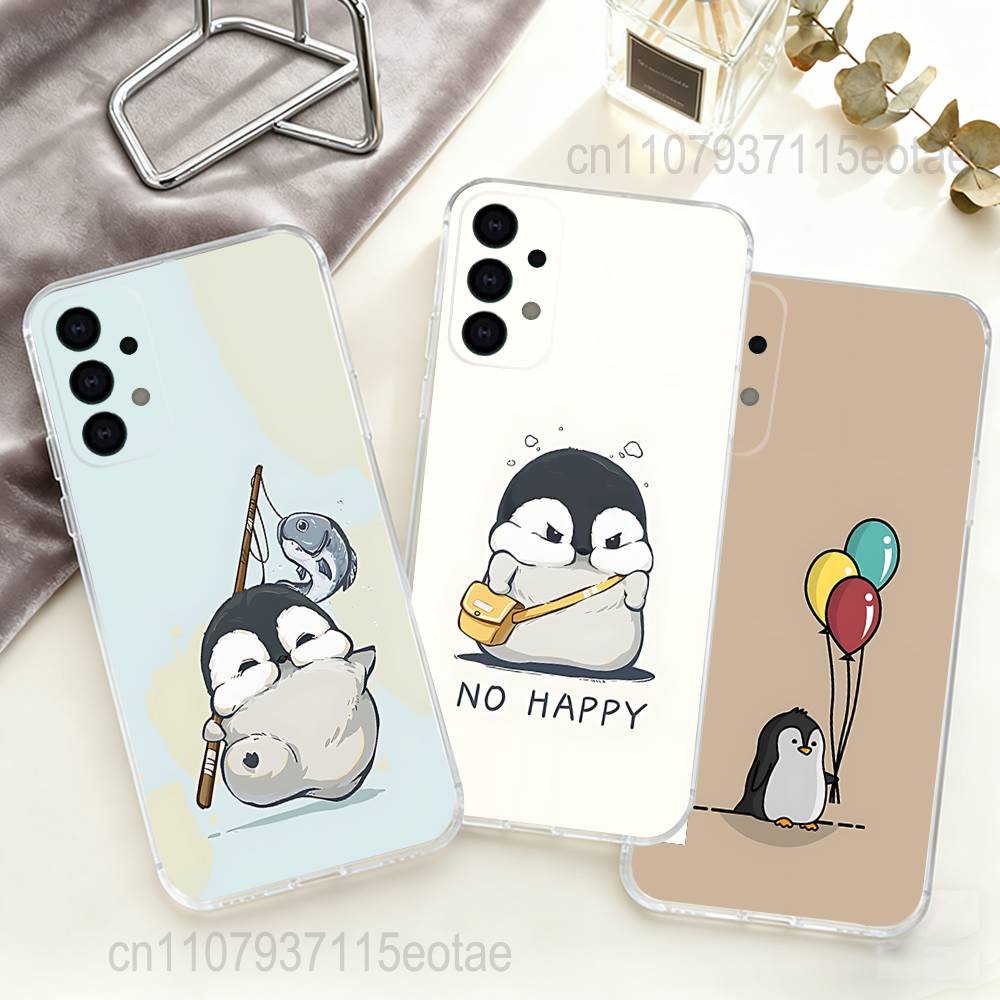 Мультяшный Пингвин Кавайный Милый Прозрачный TPU Чехол для Samsung S21,S24,S30,S23,S25,S22,S20,S10,5G,FE,Plus,Lite,Ultra