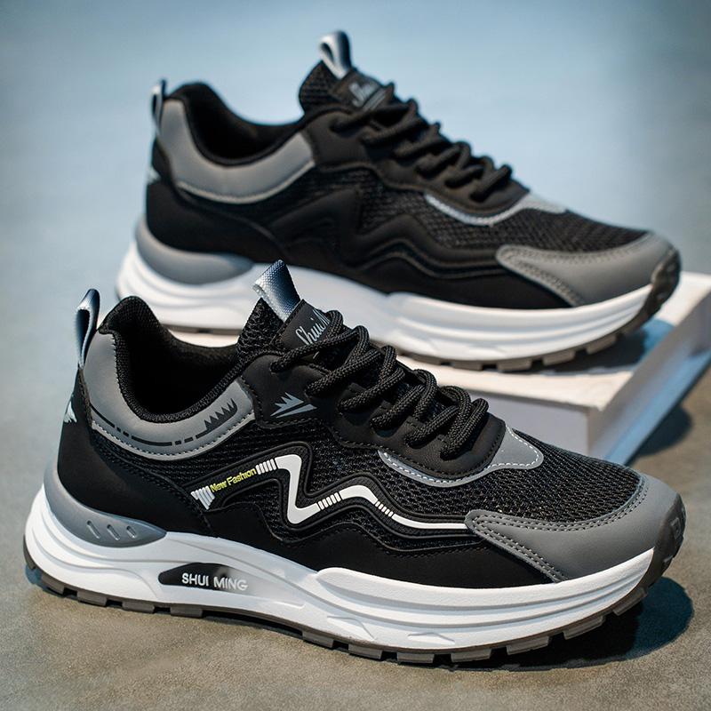 Новые модные мужские кроссовки Four Seasons с толстой подошвой для студентов и мальчиков, трендовые кроссовки с мягкой подошвой, дышащие, повседневные кроссовки для бега
