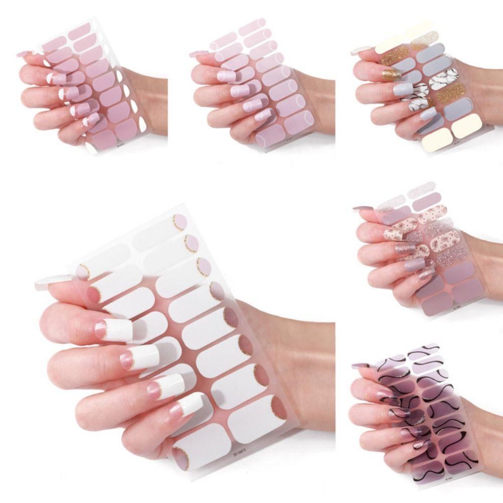 Маникюр Французский патч для ногтей Нажмите на полоски лака для ногтей DIY Nail Art Наклейка для женщин и девочек
