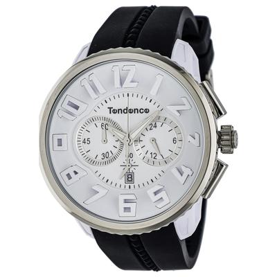 TENDENCE Gulliver Round Chrono Унисекс Часы Кварцевые 10 АТМ Водонепроницаемые Минеральное Стекло Белый Циферблат Нержавеющая Сталь TG036013-BK-AM, Механизм, Водонепроницаемость, Стекло, Циферблат,