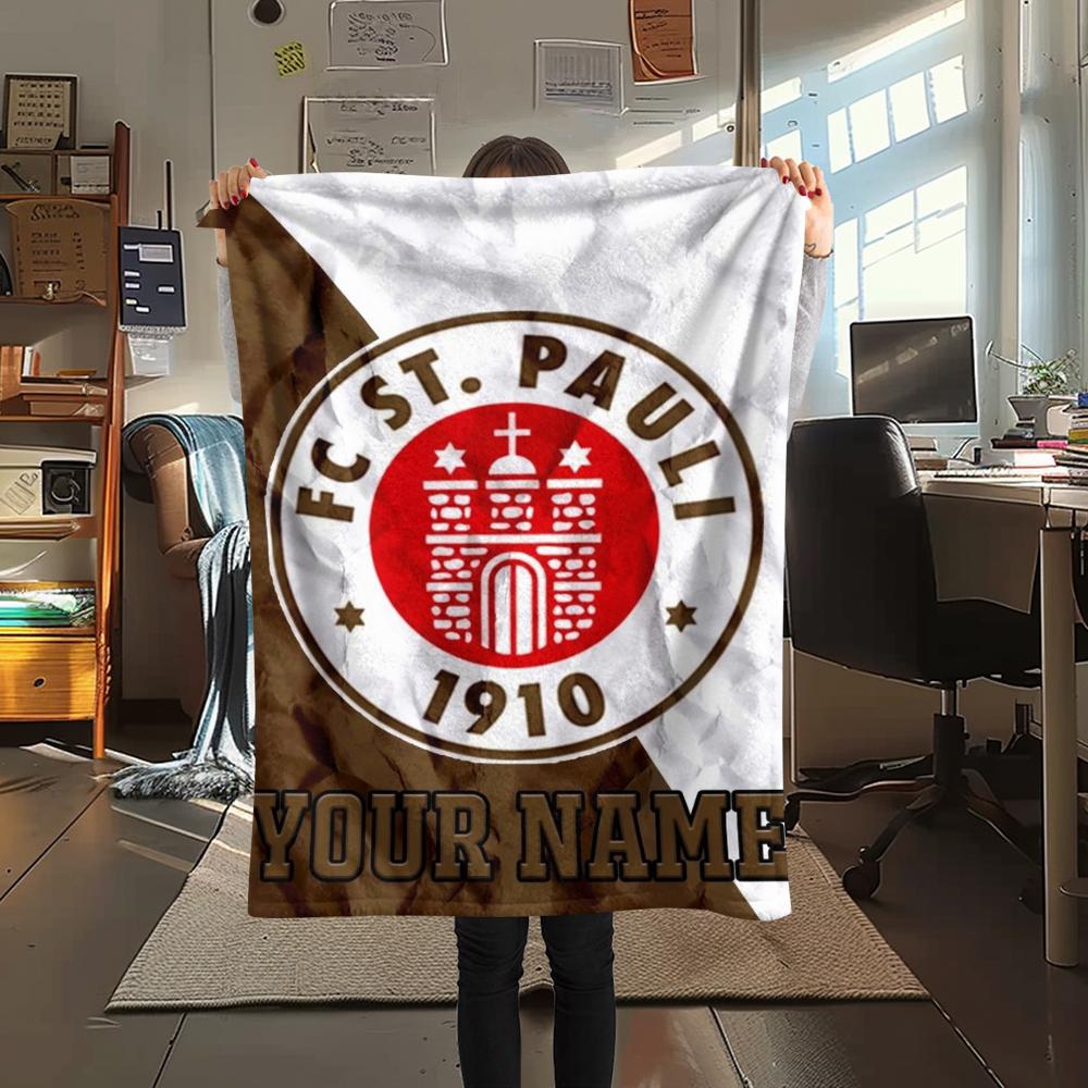 1PC Custom Name St.Pauli Patterned Flannel Blanket Suitable For All Seasons for Home Decor Warmth and Comfort Gifts Holiday Present