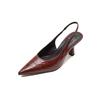 New Sandals Women's Summer Women's Bag Head Sandals Leather Comfortable Pointed Rear Air Heel Large Size Beef Tendon Sole Non-slip