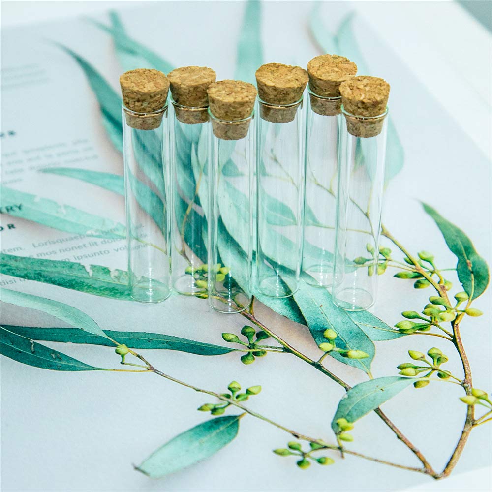 Упаковка из 100 прозрачных стеклянных флаконов для пробирок объемом 4 мл с пробкой. Размер стеклянного флакона — 12 x 60 мм. Пробки для пробирок.. - бутылка.