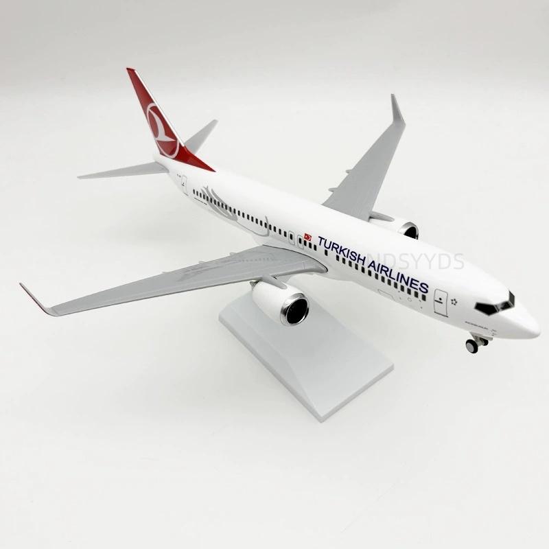 Самолет B737 30 см Turkish Airlines Масштаб 1/124 Самолет из смолы Авиационный самолет с подставкой и колесами Коллекционный сувенир для энтузиастов