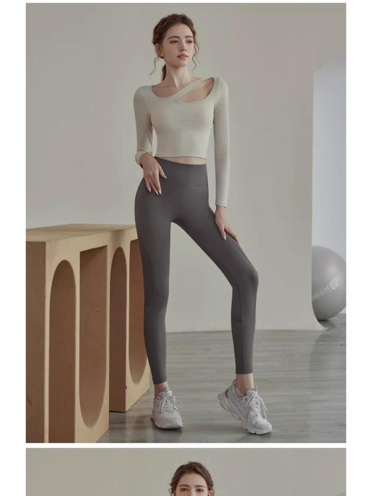 Женские быстросохнущие спортивные топы с длинным рукавом для осени/зимы — европейский и американский стиль, идеально подходят для бега, занятий в спортзале и йоги