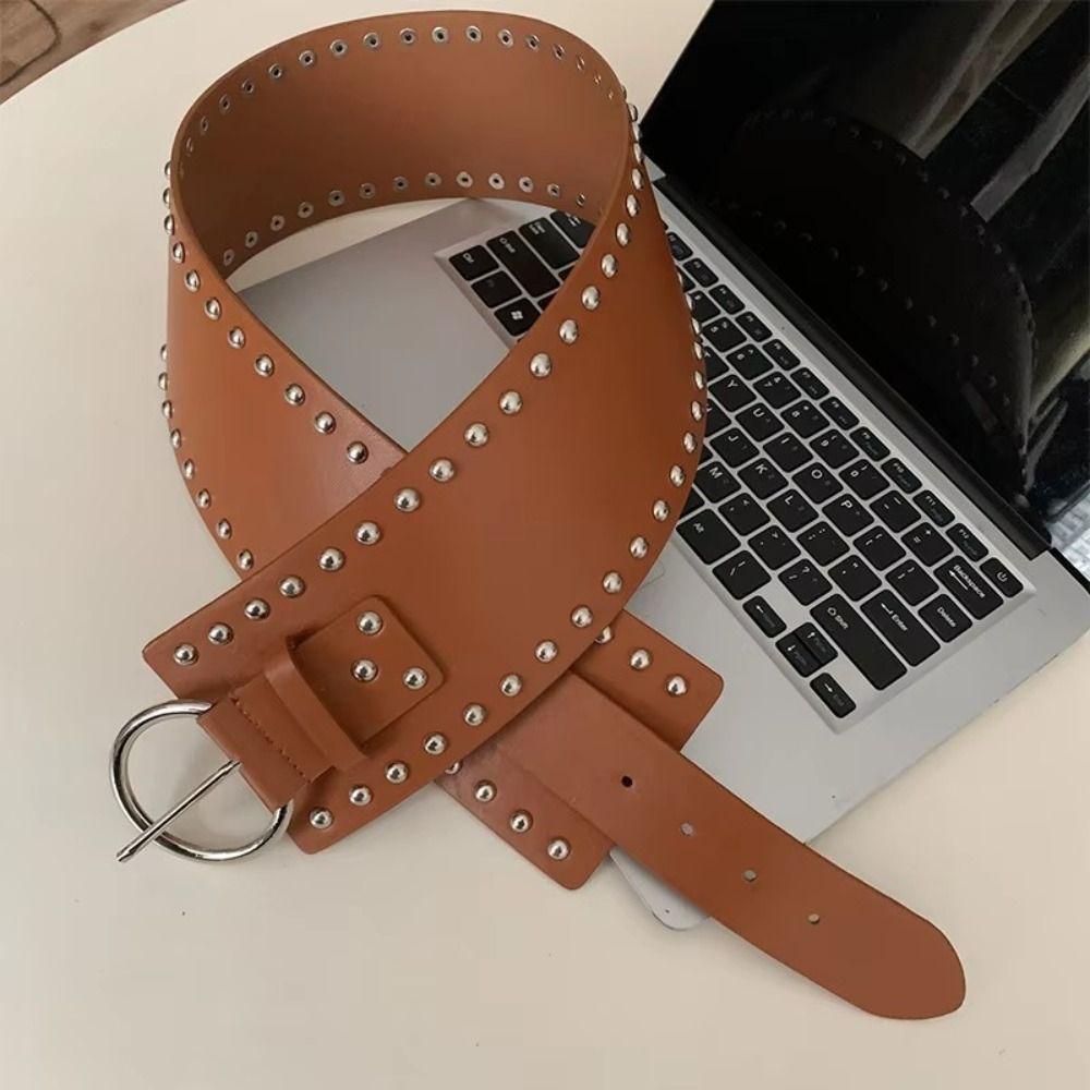 Готический пояс с заклепками в стиле панк, ремень для платья, джинсов, модный широкий женский ремень, уличная одежда