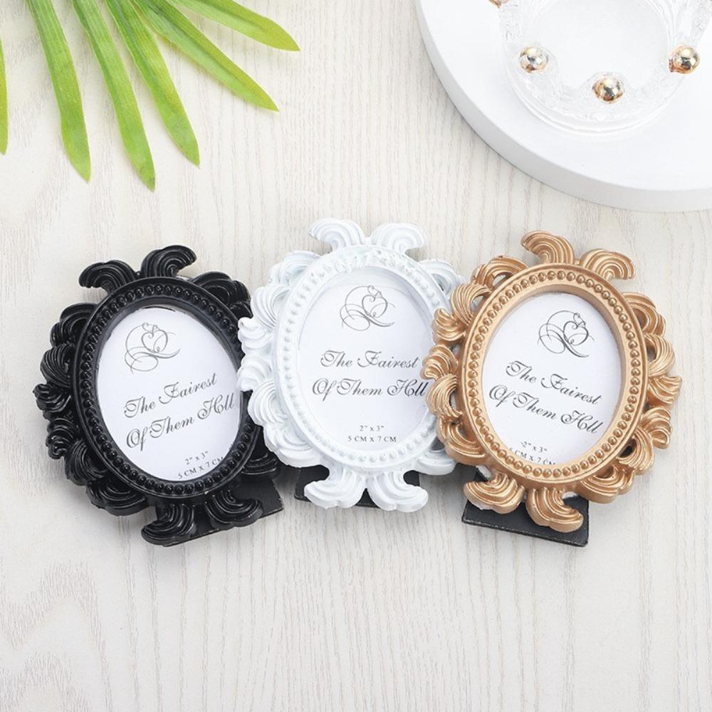 Oval Baroque Frame Resin Material Picture Holder Exquisite Oval Photo Frame Party Layout