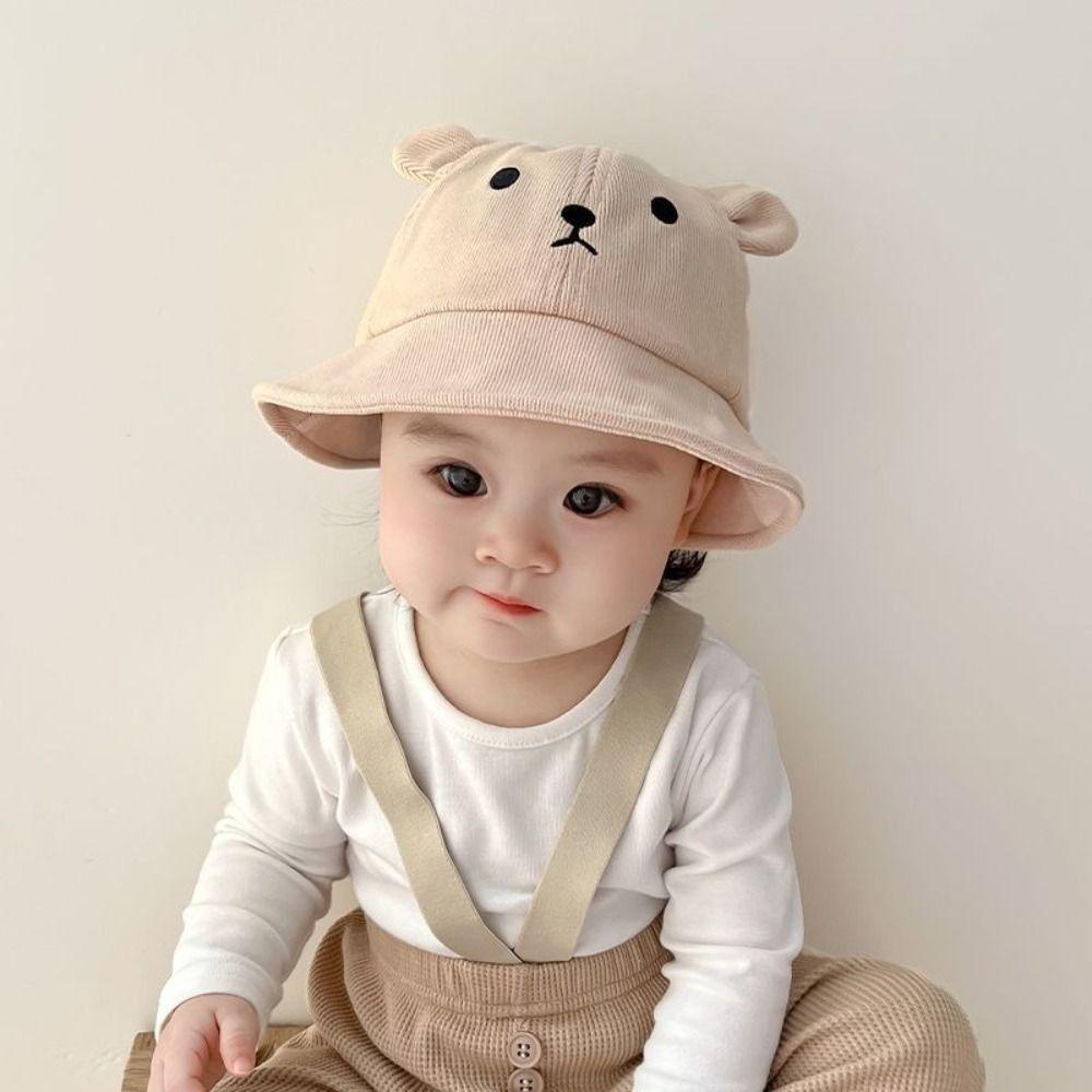 Cotton Baby Bucket Hat Korean Boys Girls Sunhat Lovely Baby Bear Hat Toddler