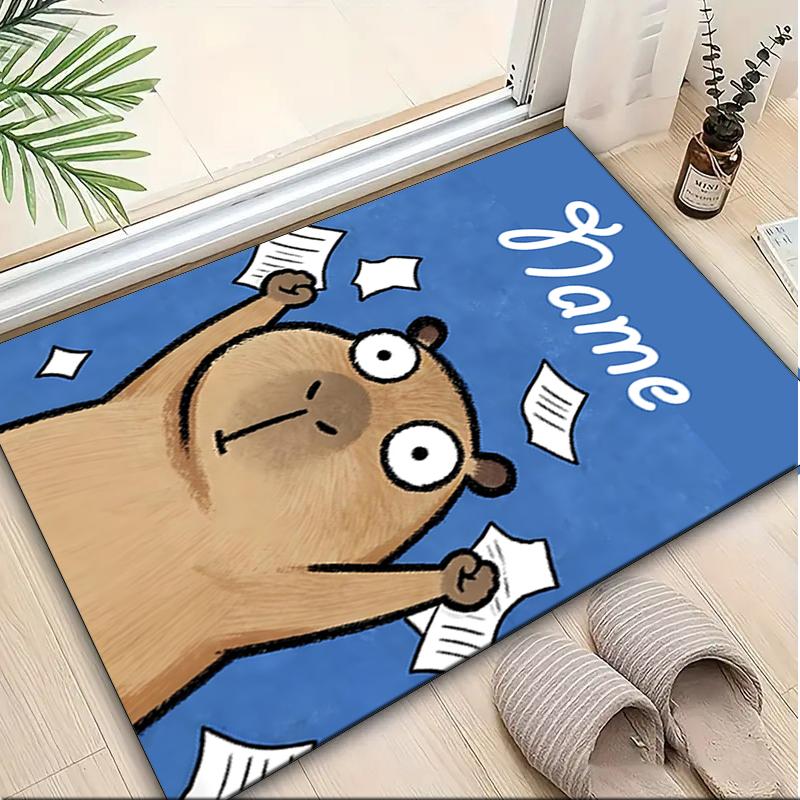 1PC Custom Name Groundhog Day Celebration Theme Floor Mat Ideal for Living Room, Game Rooms, Office, Bedroom,Floor Mat Playful Design