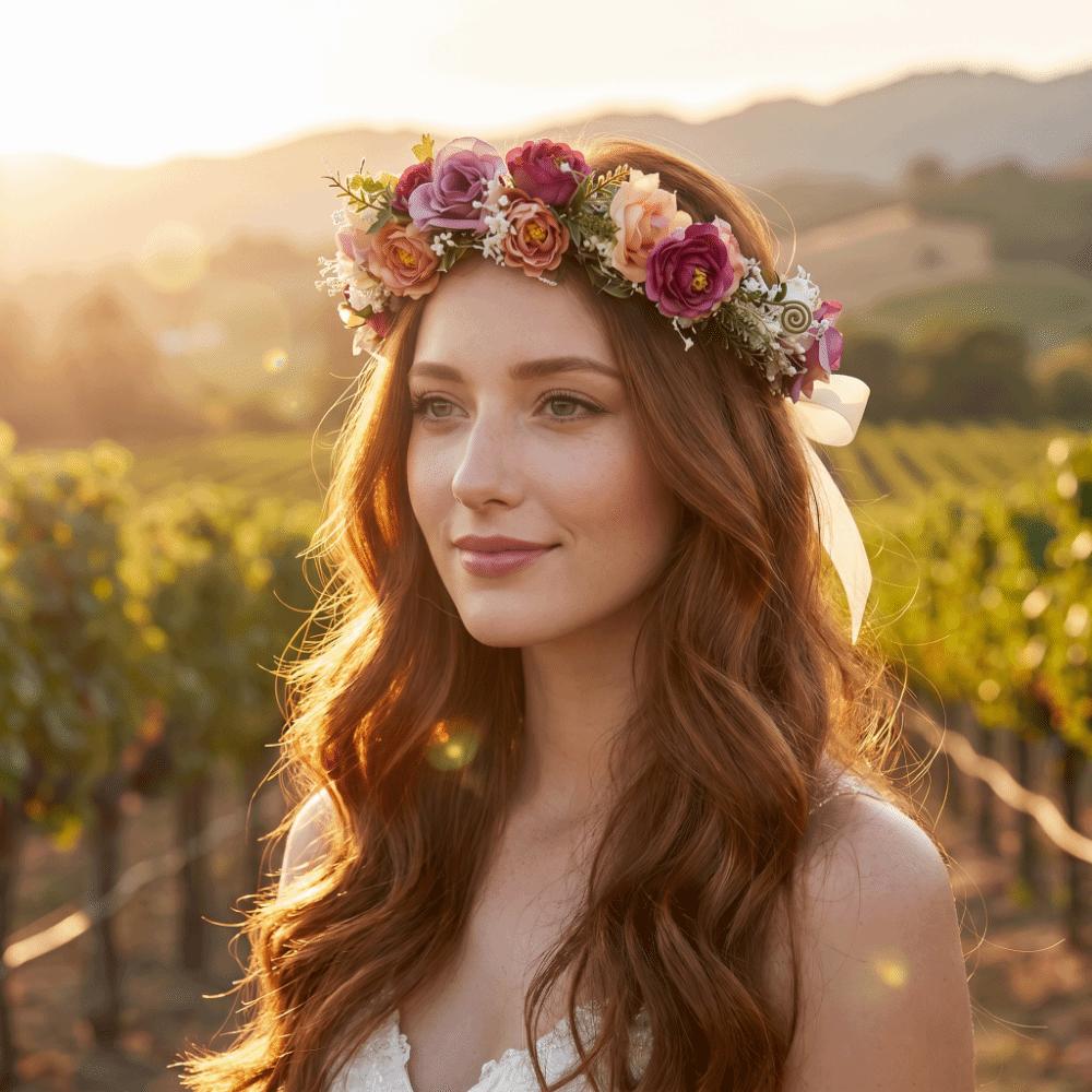 Elegant Floral Headband Artificial Flower Bridal Wreaths Flower Crown Birthday Party