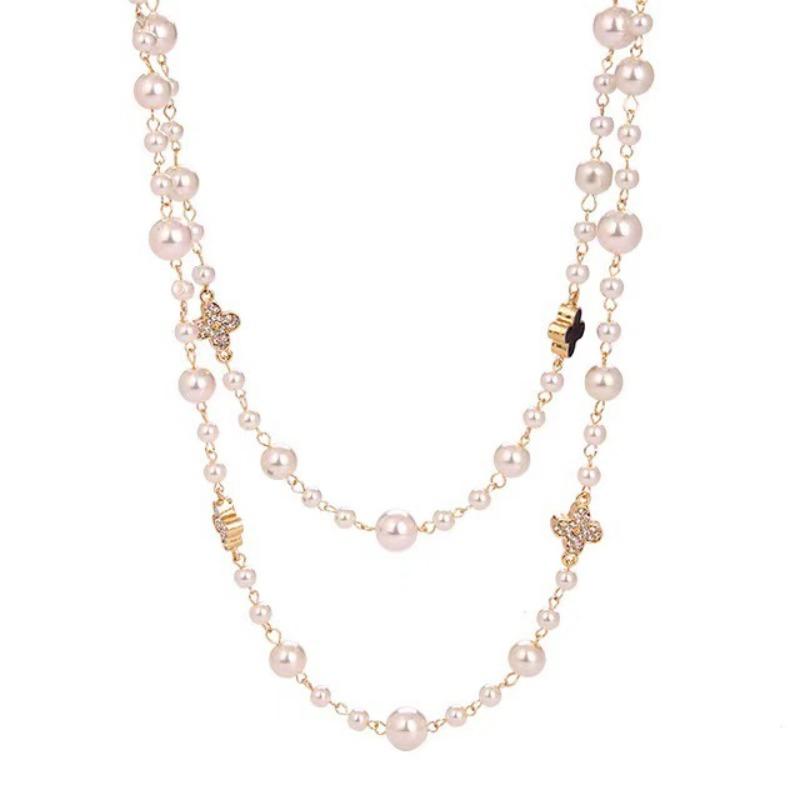 Модное многослойное ожерелье с четырьмя листами клевера, длинное женское ожерелье в стиле ретро, новое ожерелье Palace Temperament