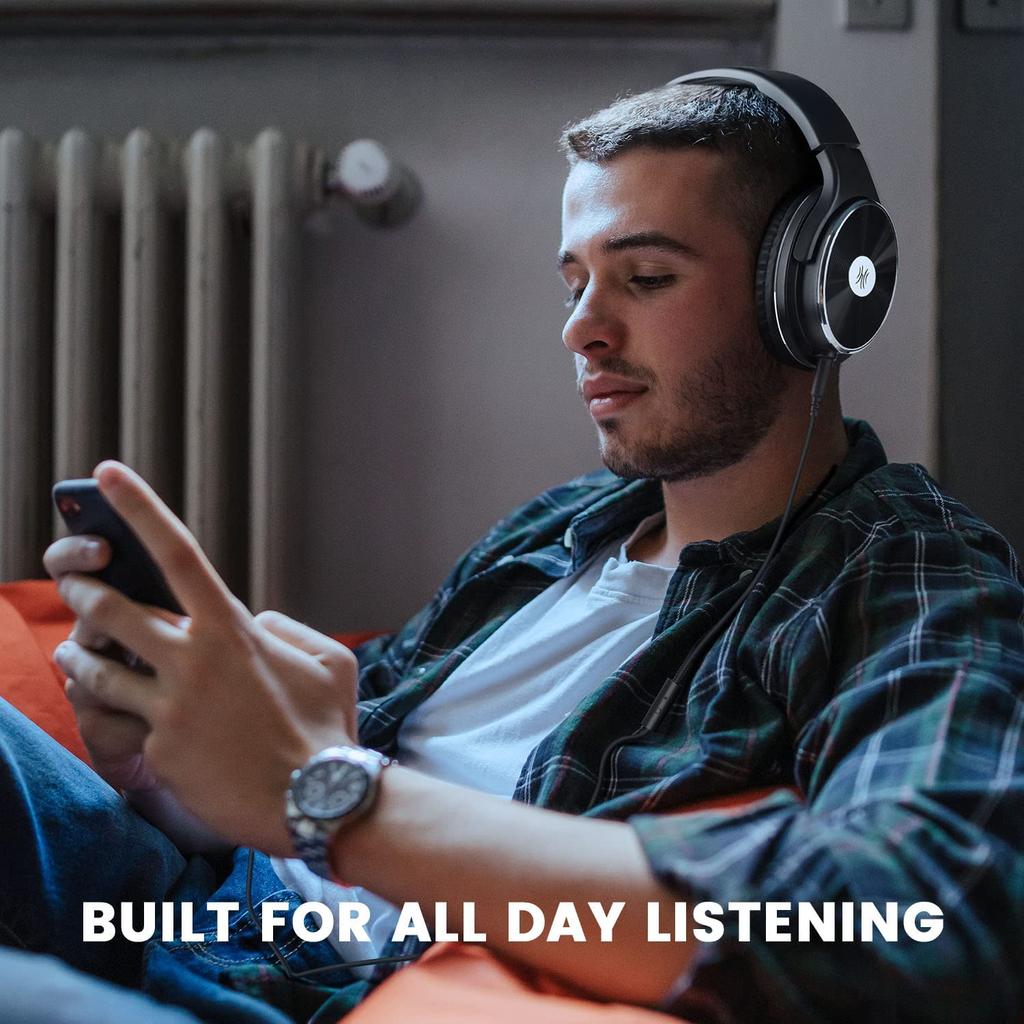 Wired Headphones, Over Ear Headphones with Noise Isolation Dual Jack Professional Studio Monitor & Mixing Recording Headphones for Guitar Keyboard PC