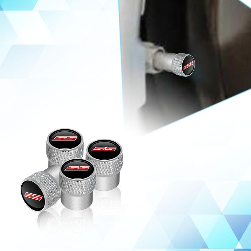 BSQGD1 SS Logo Emblem Metal Car Tire Valve Stem Cap Tire Wheel Stem Air Valve Caps For Chevrolet Sport Cruze Camaro Captiva Aveo 4Pcs