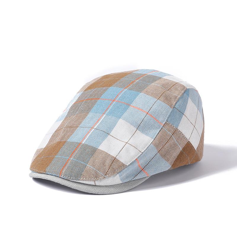 Тонкая секция клетчатой шапочки с язычком утки Ms. Дышащий берет Англии Летняя клетчатая кепка Форвард Мужская шляпа