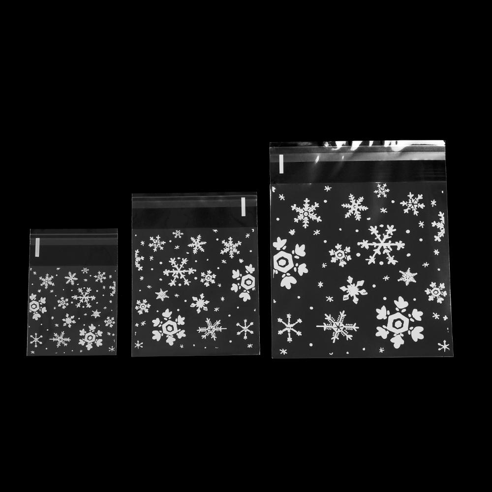 100pcs Transparent Gifts Wedding Favors Candy Bag Self-Adhesive Christmas Snowflake Cookie Package