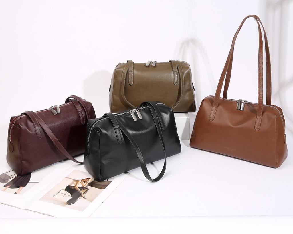 Кристальная сумка кроссбоди из коровьей кожи растительного дубления - 2025 Осень/Зима Мягкая наплечная сумка-тоут