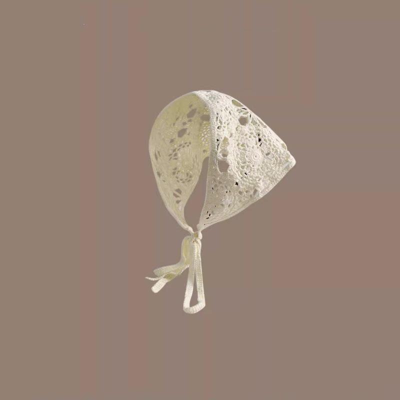 Весенне-осенний корейский треугольный шарф и повязка для волос крючком - милый цветочный стиль для женщин и девочек