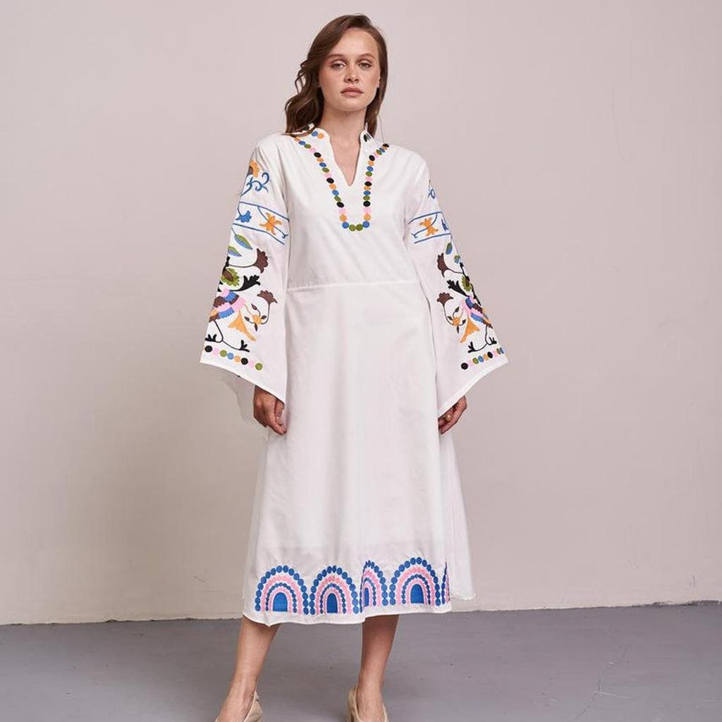 Women's Dress with Floral Embroidery In the Ukrainian Style Stephanie