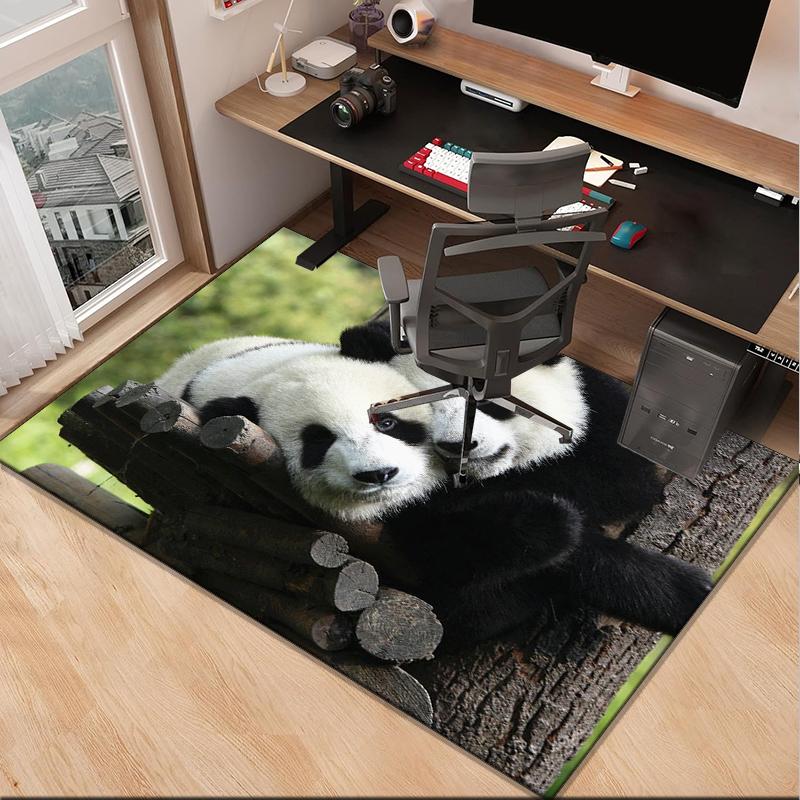 Panda In Floral Paradise Office Rug Chair Mat, Entryway Carpet, Suitable for Front Door, Bedroom, Living Room, Desk, Holiday Gift