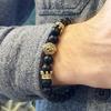 Браслет - SHOP-STORY - KING BRACELET - Черный Оникс - Голова Льва - 8 мм Бусины