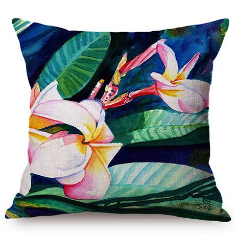 Colorful Charming Flowers Oil Painting Art Lotus Plumeria Peony Flower For Home Decor Sofa Cushion Cover Linen Throw Pillow Case