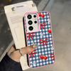 Чехол для Samsung Galaxy A06 A07 A03 A10 A20 A72 A54 A04 A05 A71 A51 A52 A56 A50 Задняя крышка телефона Вишневый клетчатый узор