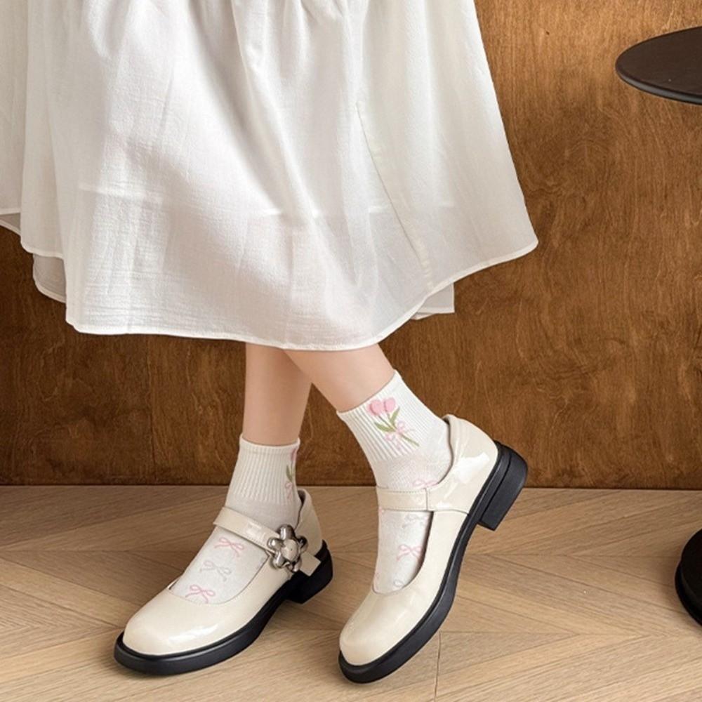 Warm Cute Short Tube Socks Sweet Bow Japanese Women's Socks Low Cut Dot Floral Socks Holiday Gifts