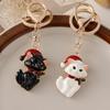 Creative Trendy Popular Cute Style Christmas Little Cat Brooch Keychain Dual-purpose Personality Keyring Bag Pendant Accessories