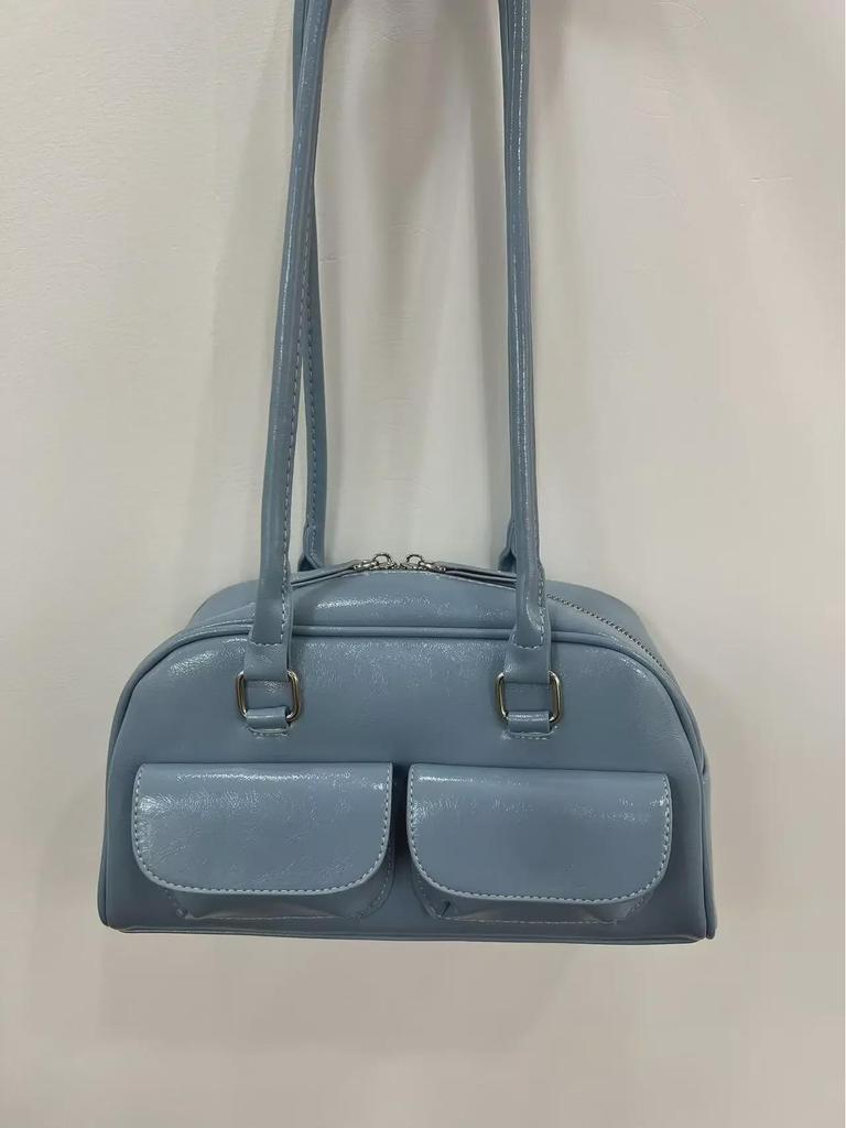 Korean Needle-Stunning Xu Yunzhen Style Waxed Leather Multi-Pocket Shoulder Bag