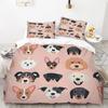 Cute Cartoon Dogs Animal Bedding Set Single Twin Double Queen King Cal King Size Bed Linen Set