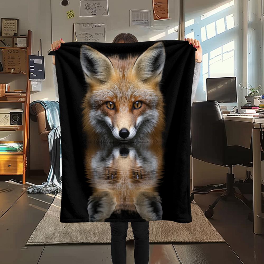 Black Fox pattern Flannel Blanket, High quality Comfortable for All Seasons, Home Decor, Warmth and Comfort, Perfect for Gifts.
