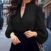 ZANZEA Women Fashion V-Neck Lantern Long Sleeve Ruffle Buttons Shirts