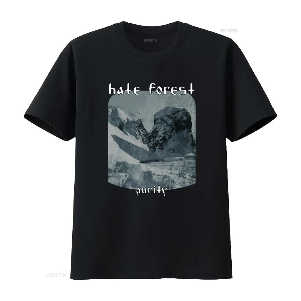 Hate Forest Чистота Черная Футболка Новая Официальная Печать с Горным Пейзажем для Мужской Моды винтаж Стиранная Универсальная графическая