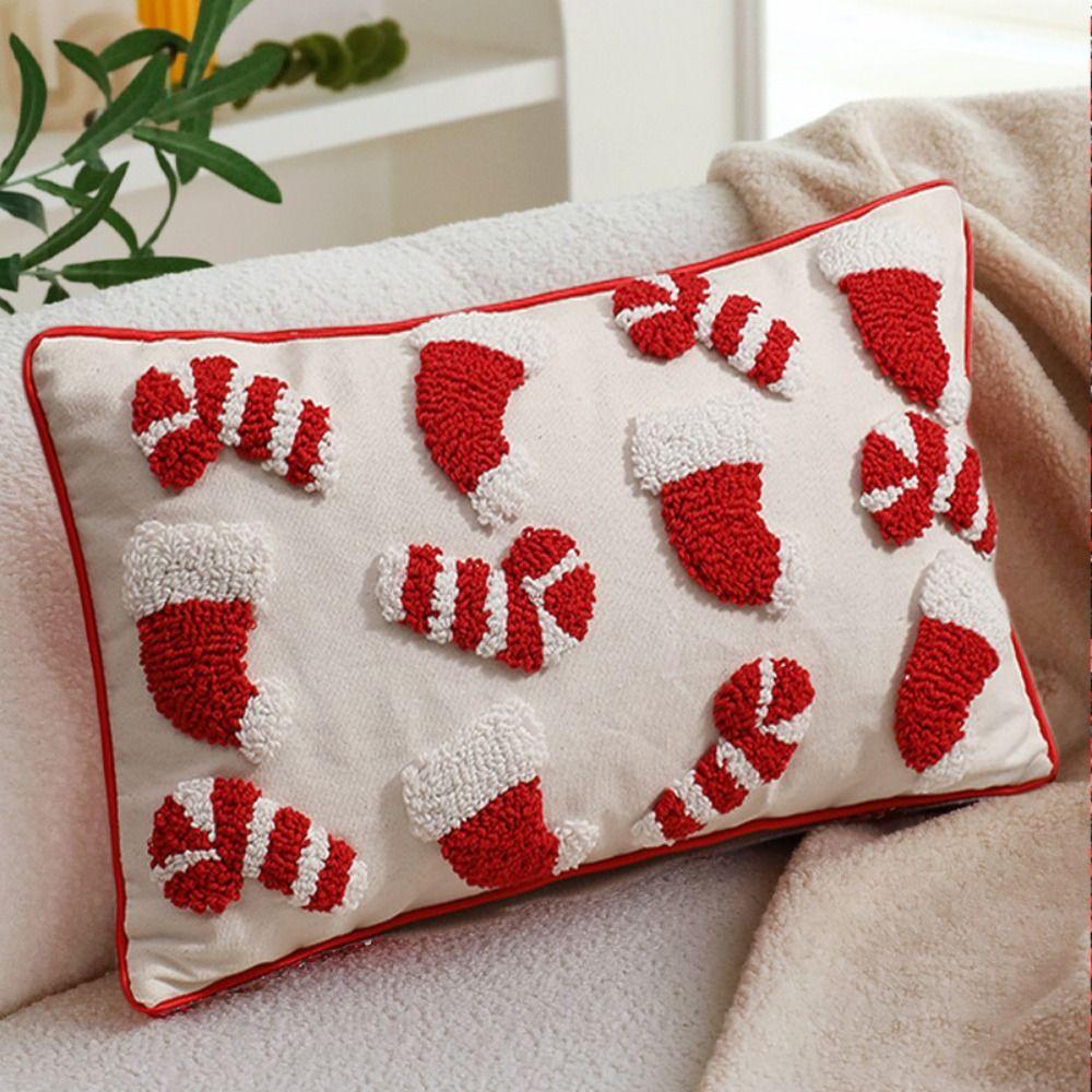 Santa's Hat Christmas Pillowcase Square Cushion Cover Soft Throw Pillowcover Sofa/Bed