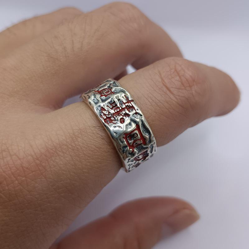 Серебряное регулируемое кольцо Yintai Fei Thai, унисекс, ретро-стиль, с дизайном из мирта и священных гор