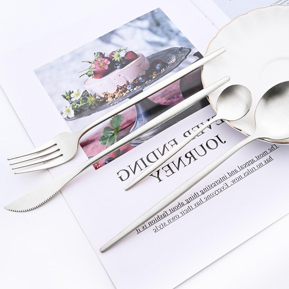Простой набор столовых приборов, столовые приборы, десертный нож, вилка, длинная ложка для льда, столовые приборы из нержавеющей стали, вечерние столовые приборы, серебряный набор посуды