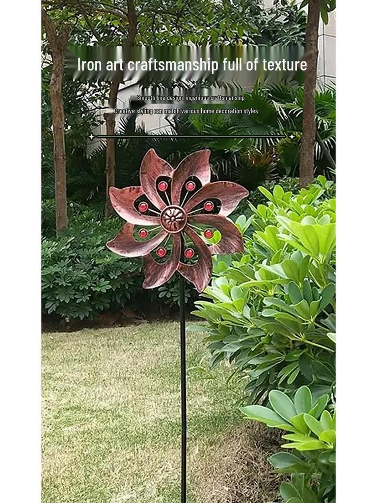 Outdoor Metal Windmill Ornament for Garden and Courtyard Decor