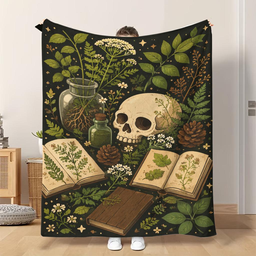 Fflannel Blanket 1pc Nature And Skull Display Soft Comfortable and Warm This Nap Blanket/sofa Blanket Is Suitable for All Seasons