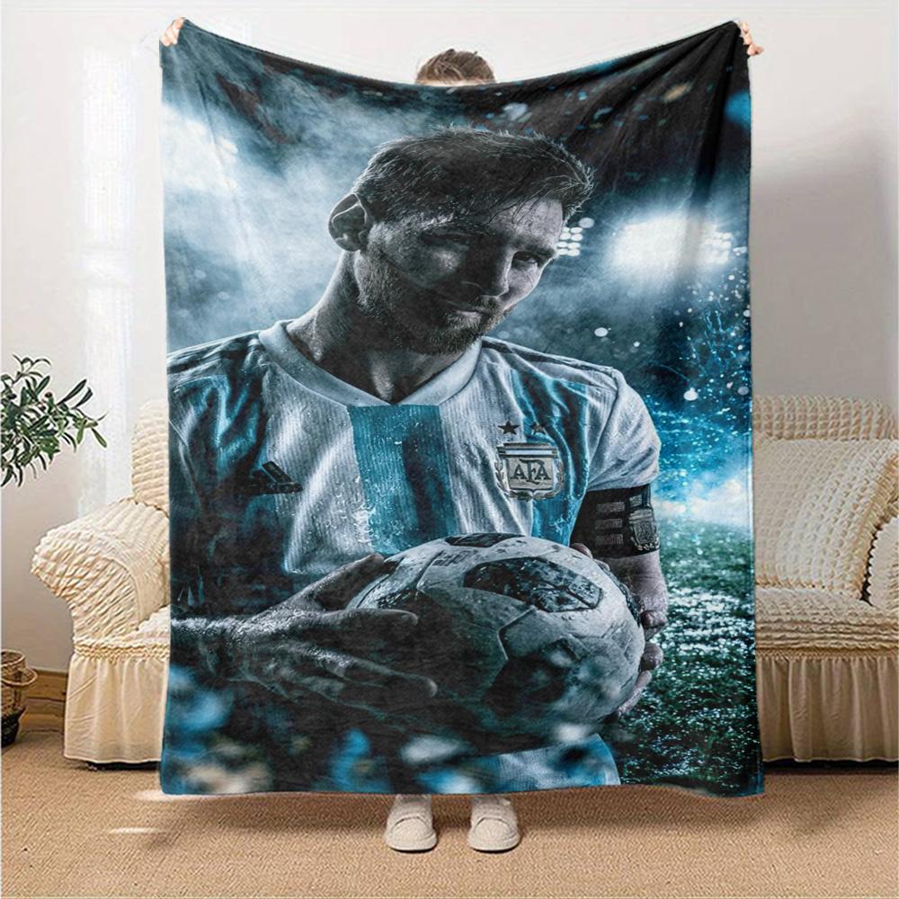 Football Messi Blanket Soft Warm Cozy Great for Couch Bed Bedding for All Occasions Digital Print Gifts For Family Or Friends