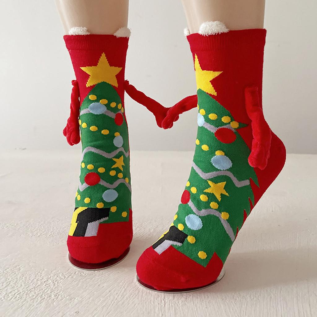 Christmas Adult Magnetic Hand In Hand Socks Personalized Socks For Indoor And Outdoor Use, Paired With Christmas Atmosphere Clothing